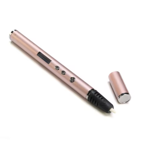 Stylo 3D Pro Plus rose avec capuchon, vue de près.