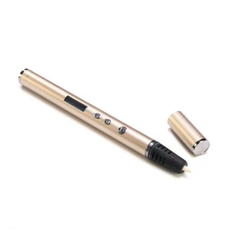 Stylo 3D Pro Plus coloris champagne avec capuchon, vue de près.