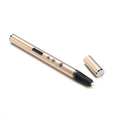 Stylo 3D Pro Plus coloris champagne avec capuchon, vue de près.