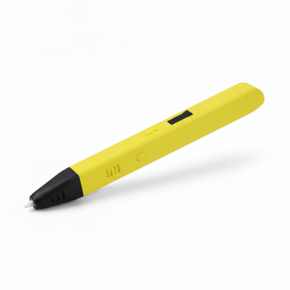 Stylo 3D Pro OLED+ jaune, vue latérale avec écran et boutons.