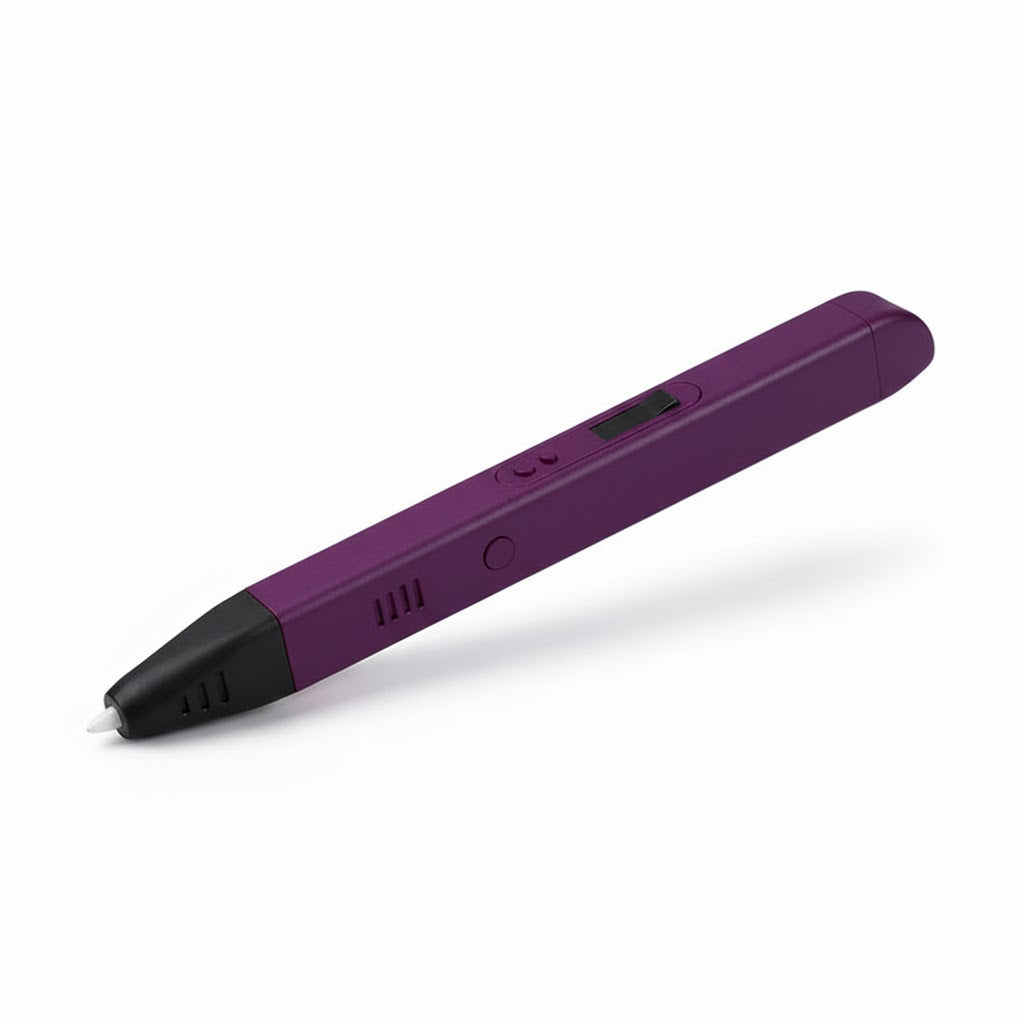 Stylo 3D Pro OLED+ violet, vue de profil avec affichage.